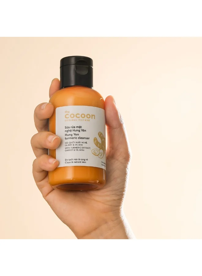 The Cocoon Original Vietnam  Hung Yen Turmeric Cleanser 140ml Brightening Turmeric Face Wash with AHA 4% Gentle Exfoliating Facial Cleanser for Dark Spots Glow Oil Control Hydrating Deep Cleansing Face Wash  | Best Price UAE